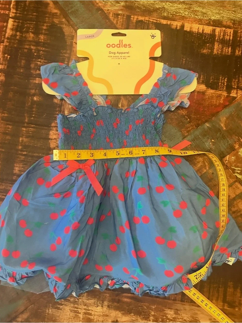Dog Dreas Oodles Blue Tart Cherries Spring Ruffled Large NWT
